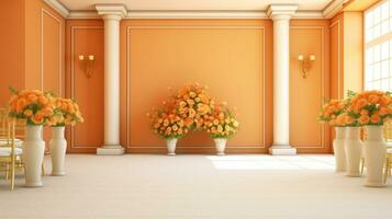 nyckfull orange bröllop dekor, generativ ai foto