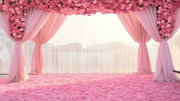 rosa fullkomlighet bröllop scen, generativ ai foto