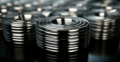 hög kvalitet galvaniserad stål rör eller aluminium och krom rostfri stål rör i stack - ai genererad bild foto