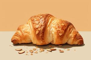 mandel croissant. färsk franska bakverk. generativ ai foto