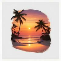 bilder av stränder på solnedgång, för t-shirts, sommar annonser och affischer, ai genererad foto