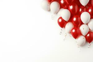 ai genererad röd och vit ballonger med kopia Plats foto