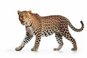 leopard isolerat på vit bakgrund. sida se. 3d illustration. ai genererad foto