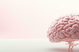mänsklig hjärna på en vit bakgrund. 3d framställa, 3d illustration ai genererad foto