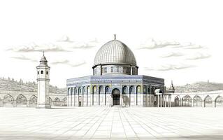 al Aqsa moské illustration på vit bakgrund foto