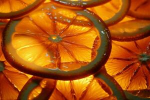bakgrundsbelyst mogen orange ringar form en texturerad, visuellt slående bakgrund ai genererad foto
