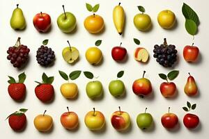 samling Foto terar ett array av annorlunda träd frukt typer ai genererad