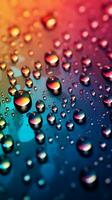 delikat regndroppar nåd en lutning blandad Färg bakgrund, skapande visuell kontrast vertikal mobil tapet ai genererad foto