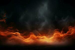 kusligt halloween aura mörk abstrakt bakgrund, orange lampor, och dimma ai genererad foto