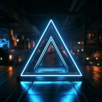 elegant neon design en slående blå triangel element står ut för social media posta storlek ai genererad foto