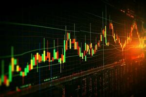 stock marknadsföra vinst och förlust Diagram, med en lovande uppåt trend ai genererad foto