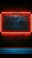 retro stil tegel vägg lysande neon fyrkant ramar en lång anslagstavla tecken vertikal mobil tapet ai genererad foto