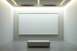 skapa din syn minimalistisk konst Galleri med ett tömma vit vägg ai genererad foto