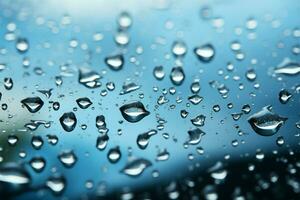 skys emotionell flytta regndroppar på glas med ändring väder bakgrund ai genererad foto