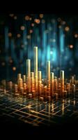 bar Graf och ljusstake Diagram skildra stock marknadsföra pris genom finansiell statistik vertikal mobil tapet ai genererad foto