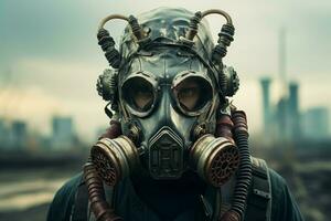 skymma man gas mask. generera ai foto