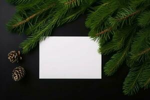 tom kort grenar jul träd med dekor. generera ai foto