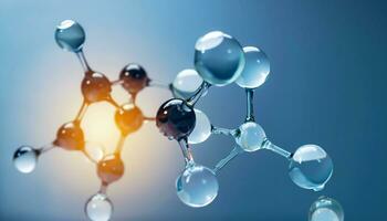 vetenskap bakgrund med molecula och atom modell. abstrakt molekyl strukturera. ai generativ foto