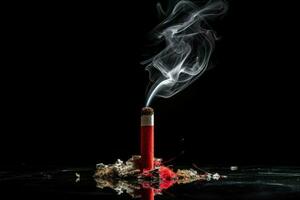 begrepp sluta rökning risk på svart bakgrund. generera ai foto