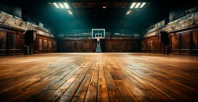 basketboll arena, gammal högskola Gym - ai genererad bild foto