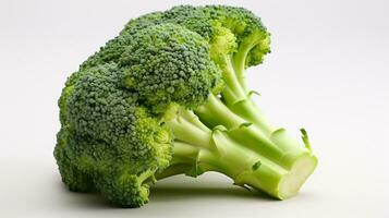 ai generativ. broccoli isolerat på vit bakgrund, närbild, studio skott foto