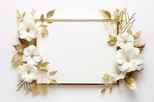 ai genererad blommor på vit med kopia Plats foto