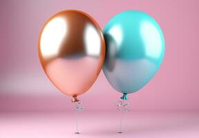 3d återges pastell ballonger på de pastell bakgrund ai generativ foto