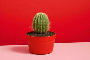 kaktus i minimalistisk pott. bakgrund. ai generativ proffs Foto
