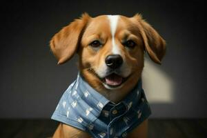 söt hund bär skjorta. ai generativ proffs Foto