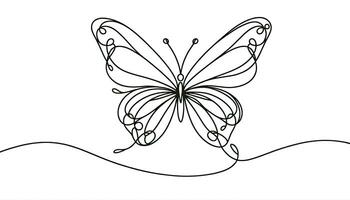 illustration av en fjäril skapas använder sig av en enda kontinuerlig linje, fångande dess väsen i en minimalistisk och elegant sätt. ai generativ foto