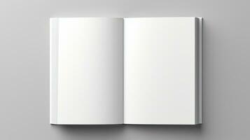 3d tolkning av öppnad tom vit a4 tidskrift broschyr attrapp foto