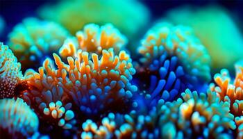 under vattnet makro avslöjar mång färgad hav liv mönster ai generera foto