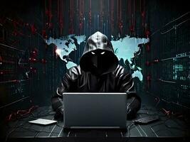 internet säkerhet skydd från hacker attackera cyber ge sig på ai generera foto