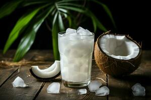 kyld kokos iced dryck. generera ai foto