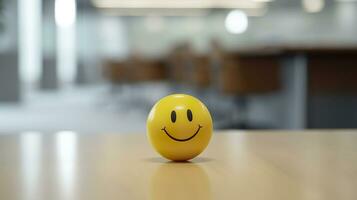 en gul leende boll kan främja en positiv arbete miljö. generativ ai foto