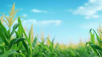Plats för text på realistisk majs fält bakgrund, bakgrund bild, ai genererad foto