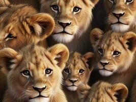 texturerad bakgrund omgiven förbi söt lejon ungar, bakgrund bild, generativ ai foto