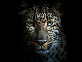 stänga upp porträtt av leopard. generativ ai foto