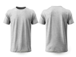 enkel grå t-shirt attrapp design. främre och tillbaka se. generativ ai foto