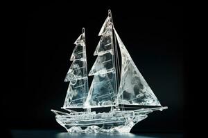 mästerverk is skulptur i de form av en segelbåt isolerat på en vit bakgrund foto