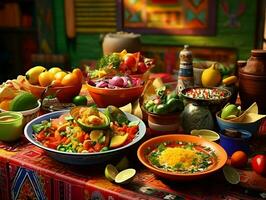 färgrik ljus mexikansk kök. hög kvalitet. ai generativ foto
