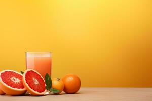 frukt juice på en beige bakgrund, ai genererad foto