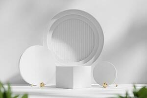 abstrakt vit minimal modern podium piedestal plattform för produkt visa monter presentation 3d tolkning foto