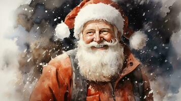 illustration av en glad snäll farfar santa claus leende glad för de Semester jul och ny år foto