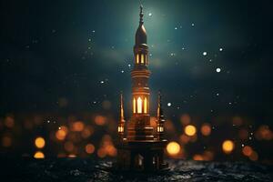 ramadan kareem bakgrund med moské ai generativ foto