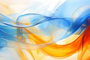 akryl blå och gyllene bakgrund. abstrakt målning för baner, hemsida, textur. olja konst med akvamarin och guld, glittrande, ljus orange och brons, elegant metallisk Avsluta ai generativ foto
