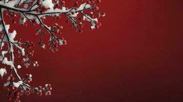 snö täckt vinterbär gren ai genererad baner bakgrund kopia Plats foto