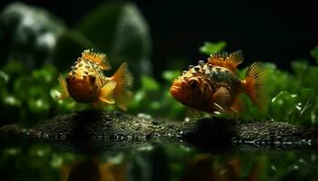 färgrik fisk simning i en tropisk rev, visa upp natur skönhet genererad förbi ai foto