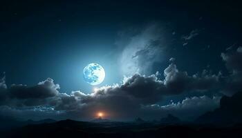 månsken tänds de mörk himmel, avslöjande de skönhet i natur genererad förbi ai foto