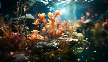 de vibrerande under vattnet rev ställer ut de skönhet av hav liv genererad förbi ai foto